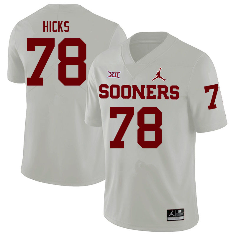 Men #78 Marcus Hicks Oklahoma Sooners College Football Jerseys Sale-White